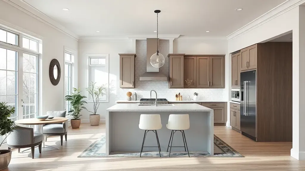 Remodeling in Arlington, VA showing a modern kitchen with sleek cabinets and new appliances.