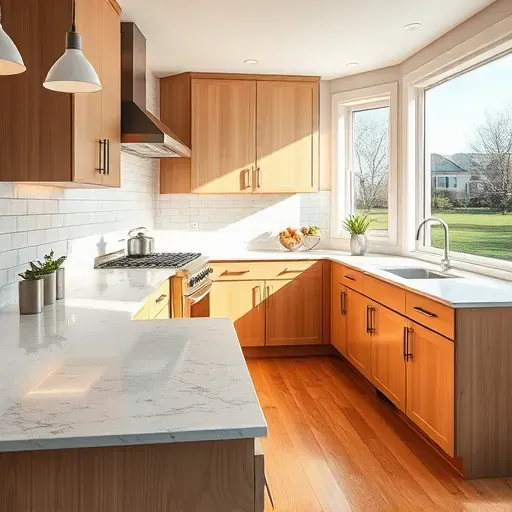 Modern renovated kitchen in Capitol Heights MD featuring granite countertops stainless steel appliances hardwood floors subway tile backsplash and natural light