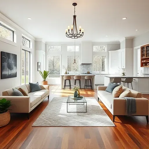 Inviting remodeled living room in Capitol Heights MD with hardwood floors, modern furniture, bright windows, and stylish decor.