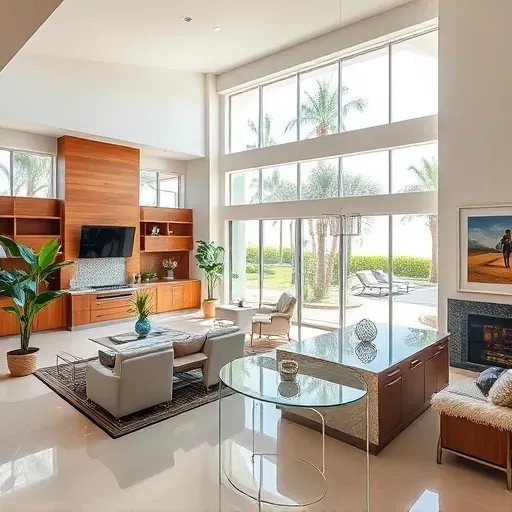 Whole-home remodeling in Jupiter FL showcases a spacious living area with modern furnishings and scenic outdoor views.