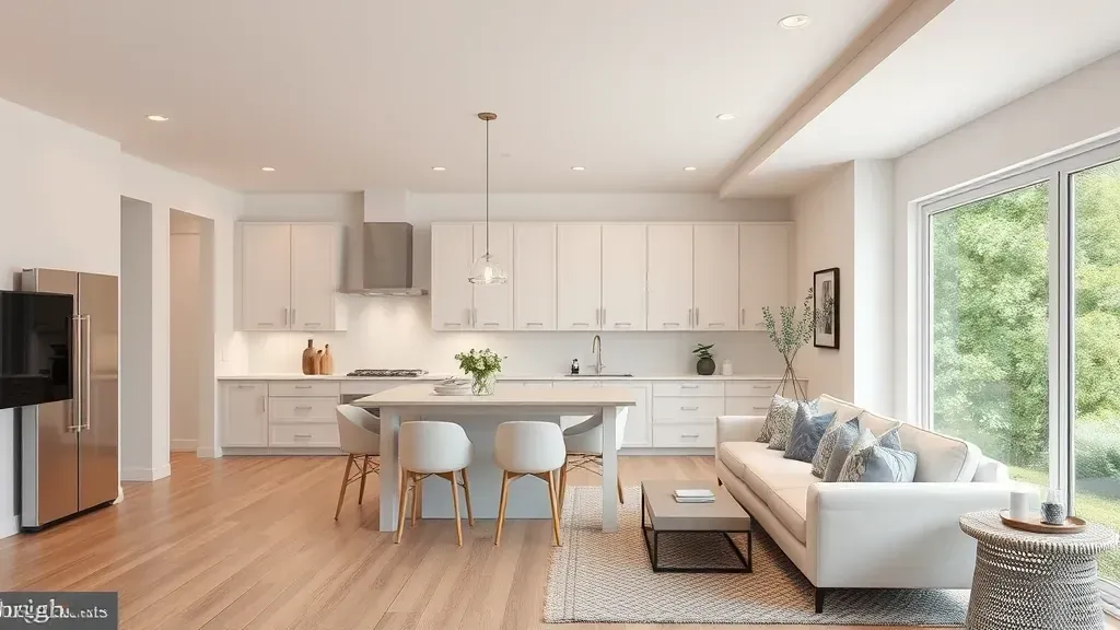 Remodeling in Greenbelt, MD showcasing a modern kitchen and living space transformation.