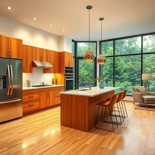 Modern kitchen remodel in Silver Spring, MD featuring sleek appliances, elegant cabinetry, and a spacious island.