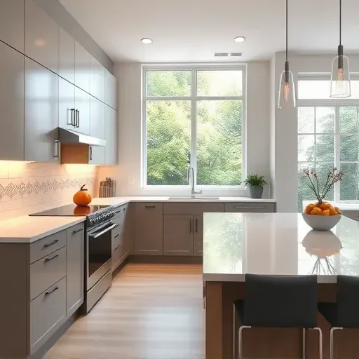 Recently renovated Bowie MD kitchen with modern cabinetry, stainless steel appliances, and a spacious quartz island.