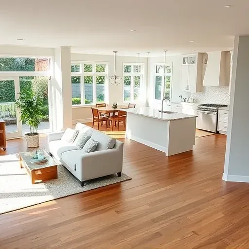 Elegant open-concept living area in Temple Hills MD, featuring modern decor, polished hardwood, and natural light.