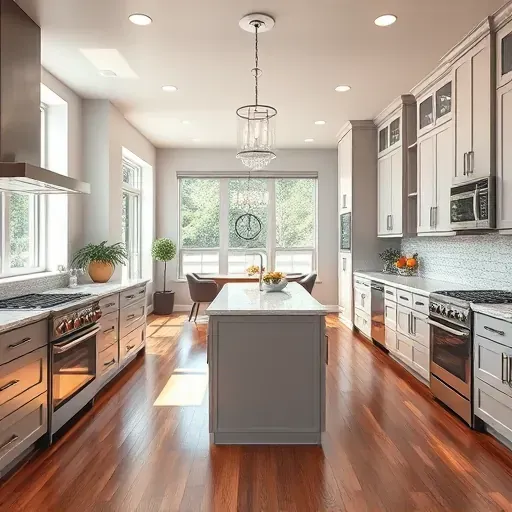 Modern remodeled kitchen in New Carrollton MD with granite countertops stainless steel appliances and open-concept design
