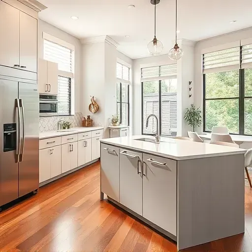 Recently renovated kitchen in Hyattsville, MD with matte cabinets, quartz countertops, stainless appliances, and open layout.