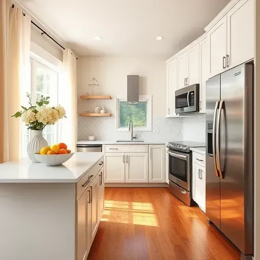 Beautifully remodeled kitchen in College Park MD featuring modern appliances, quartz countertops, custom cabinetry, and warm lighting.
