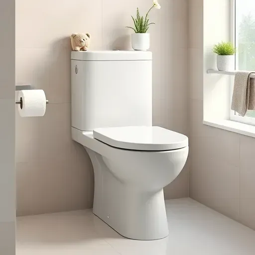 Freshly installed white porcelain toilet in a modern clean bathroom with neutral tiles and natural light in Hyattsville MD