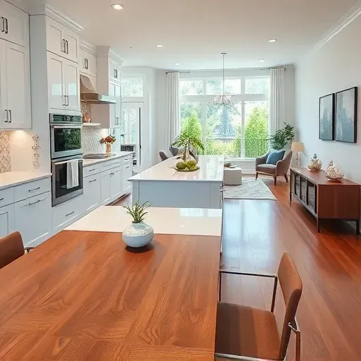 Modern kitchen remodel in Temple Hills, MD with sleek appliances, glossy quartz countertops, and elegant cabinetry.