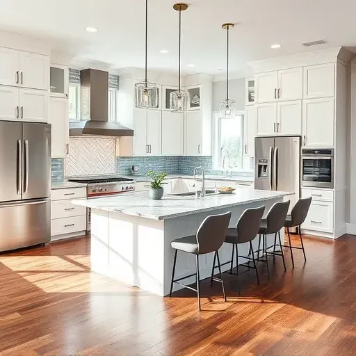 Modern kitchen remodel in Hanover MD featuring sleek cabinetry, granite countertops, and natural light with inviting decor.