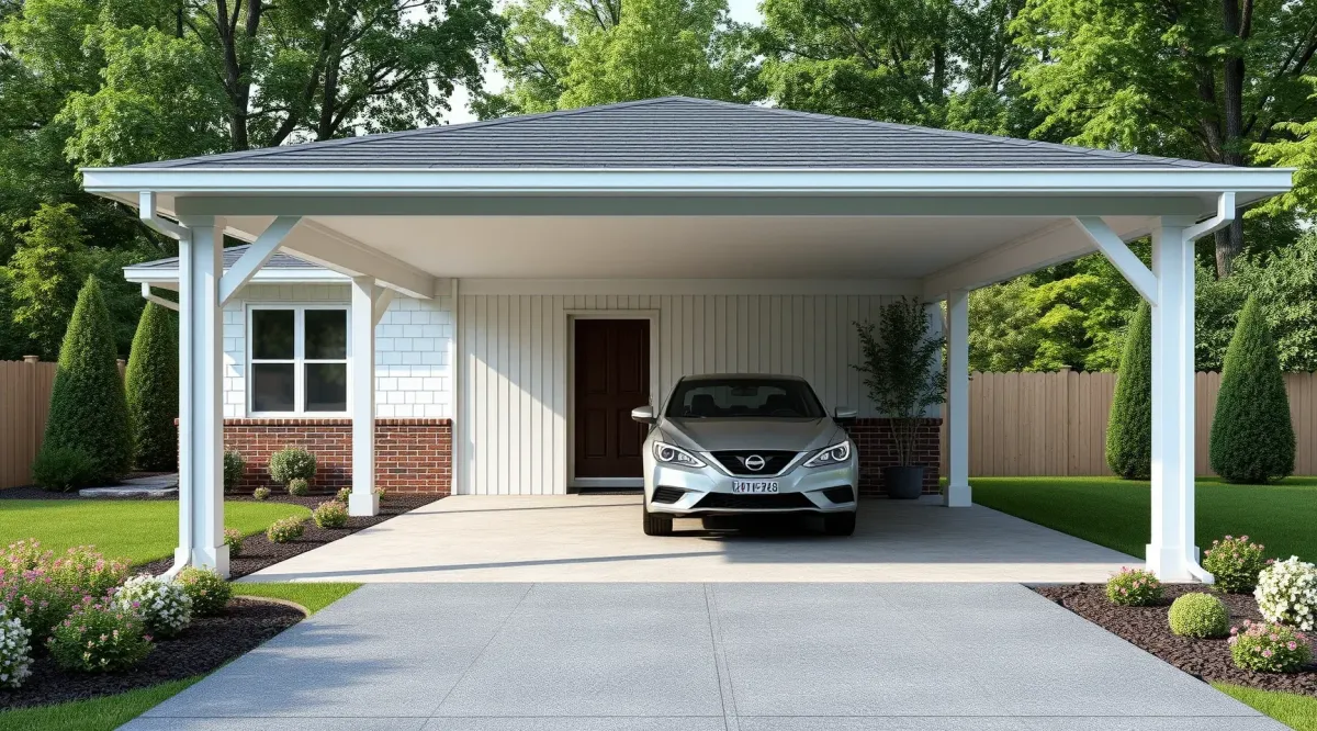 Close-up of a modern Carport Enclosures feature in Hyattsville, MD, emphasizing quality finishes.