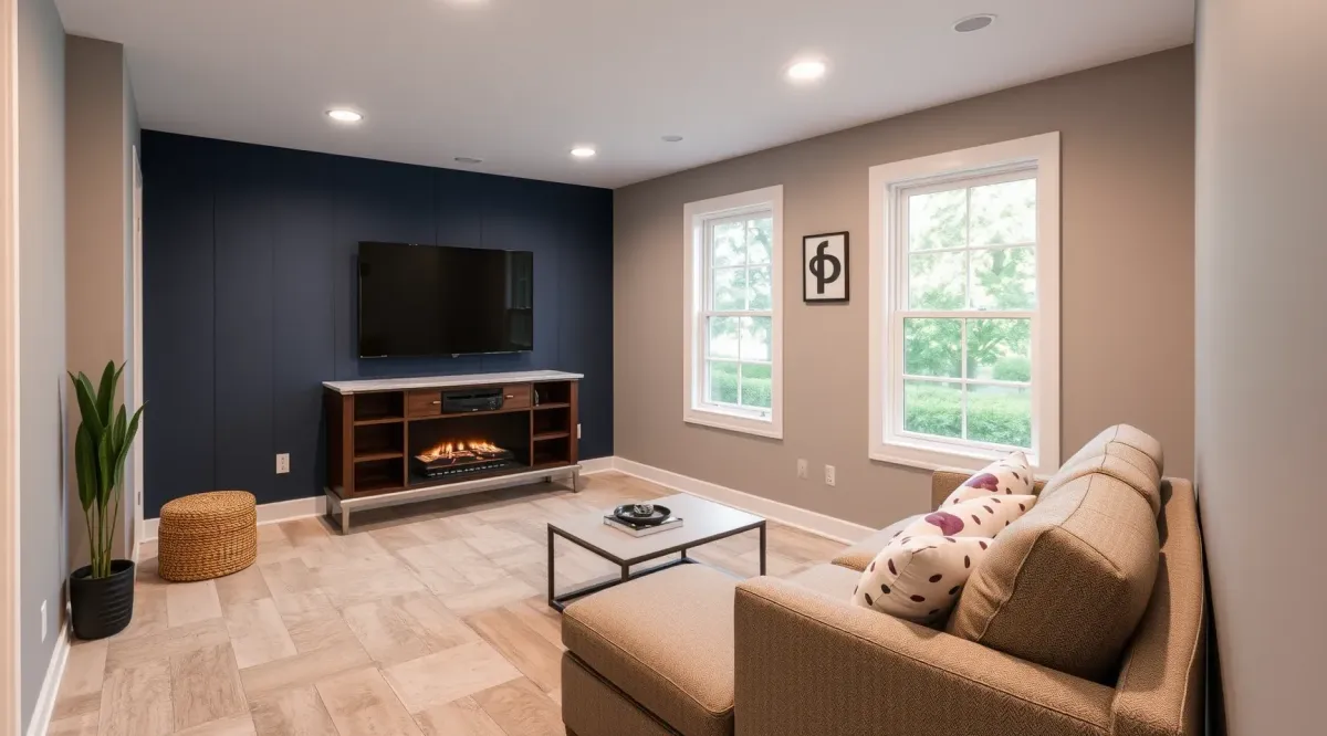 After Basement Renovation in Hyattsville, MD, featuring enhanced functionality.