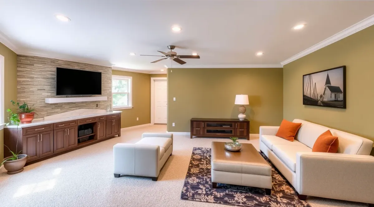 Finished Basement Renovation project in Hyattsville, MD with stylish design.