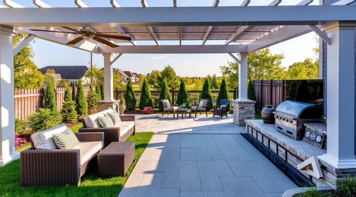 Close-up of a modern Outdoor Living Solutions feature in Hyattsville, MD, emphasizing quality finishes.