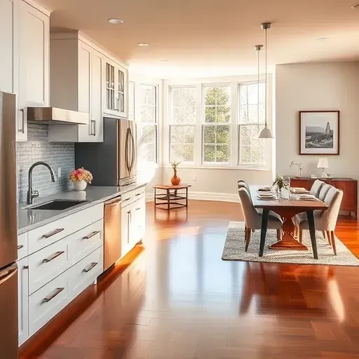 Modern McLean VA kitchen remodel with white cabinetry, quartz island, stainless appliances, and natural light.
