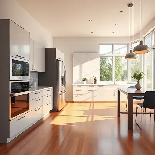 Newly remodeled District Heights MD kitchen with modern matte cabinets, quartz countertops, stainless appliances, and natural light