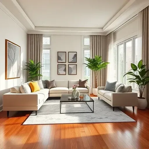 Remodeled living room in District Heights MD with modern furniture, natural light, and elegant decor elements.