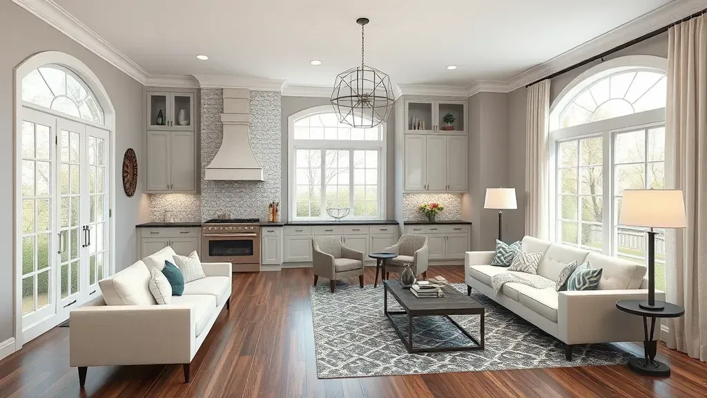Remodeling in Gaithersburg, MD showcasing a modern kitchen with stylish fixtures and bright lighting.