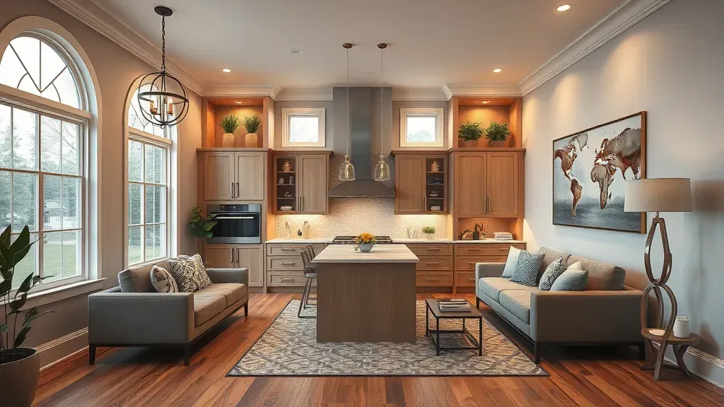 Remodeling in Bowie, MD showcasing modern kitchen design and vibrant decor.