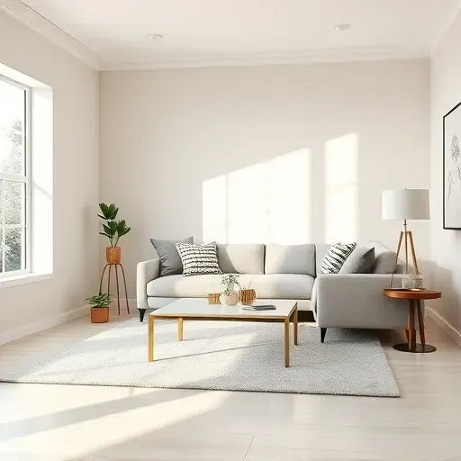 Beautiful freshly painted living room in Hyattsville MD with neutral walls, modern decor, natural light, and stylish accents