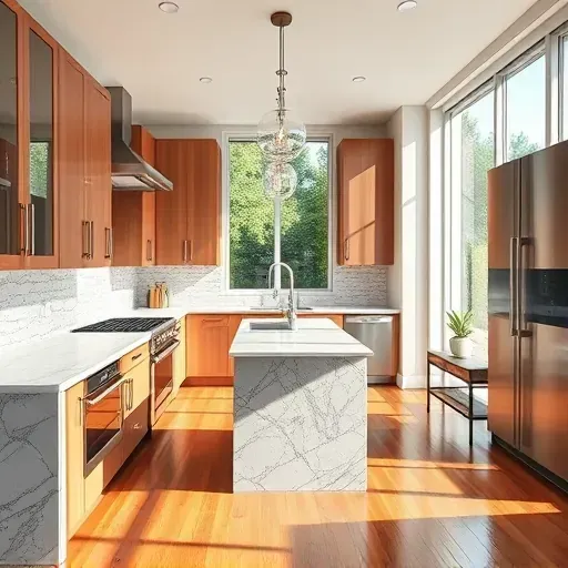 Freshly renovated modern kitchen in Hyattsville MD with granite countertops, stainless steel appliances, and custom cabinetry.