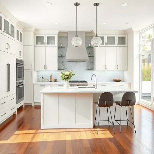 Renovated Mclean VA kitchen with modern cabinetry quartz countertops stainless steel appliances and hardwood floors
