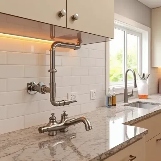 Completed modern kitchen plumbing installation in Hyattsville MD with stainless steel pipes and fixtures showing precision and cleanliness