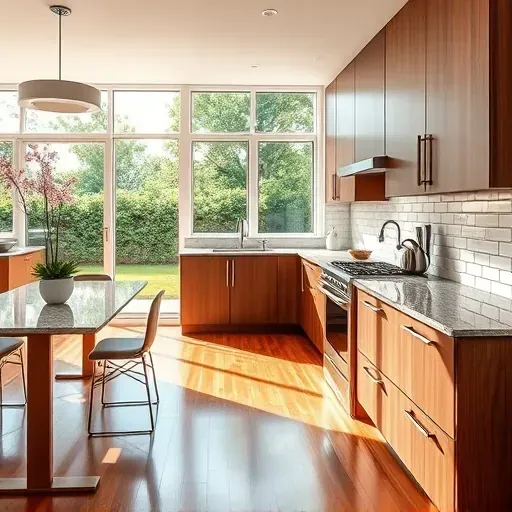 Remodeled Bethesda kitchen with sleek cabinetry, granite countertops, stainless steel appliances, and natural light.