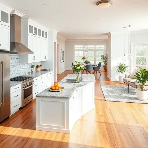 Remodeled kitchen in Clinton MD with stainless steel appliances, granite countertops, and natural light from large windows.
