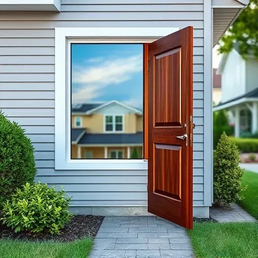 Freshly installed modern window and door in Hyattsville MD showcasing craftsmanship, sleek frames, vibrant landscaping, and pristine exterior details