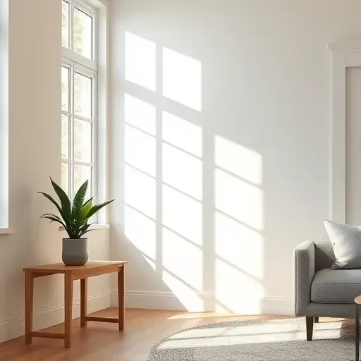 Freshly painted neutral interior wall in Hyattsville MD with smooth finish, natural daylight, modern decor, and clean design