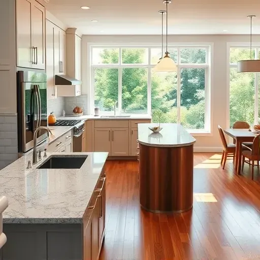 Recently remodeled Alexandria VA kitchen with granite countertops, stainless steel appliances, a wood island, and natural light.