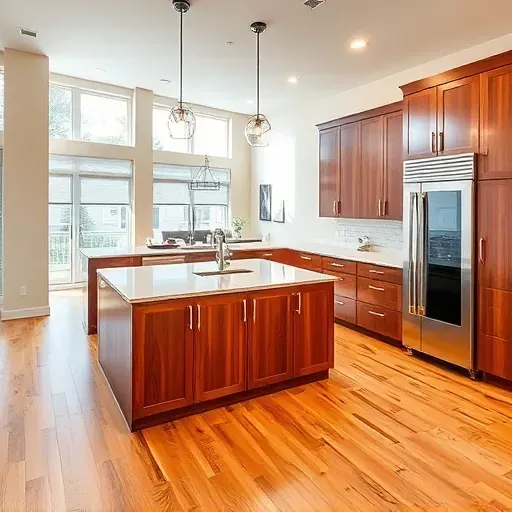 Recently remodeled kitchen in Hyattsville, MD with sleek cabinetry, granite island, and integrated stainless appliances.