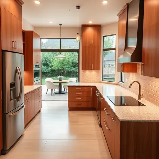 Renovated Clinton MD kitchen with warm wood cabinets, granite countertops, stainless steel appliances, and a cozy breakfast nook