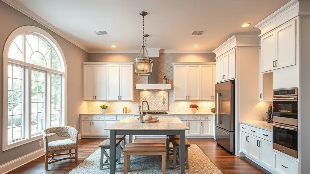 Remodeling in Crofton, MD showcasing a modern kitchen design with stylish finishes and bright lighting.