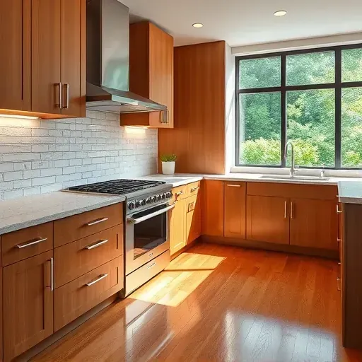 Modern kitchen remodel in Hyattsville, MD with granite countertops, stainless steel appliances, and custom cabinetry.