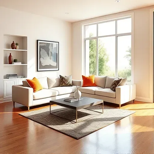 Elegant Arlington VA living room remodel with modern furnishings, natural light, polished floors, and curated decor.