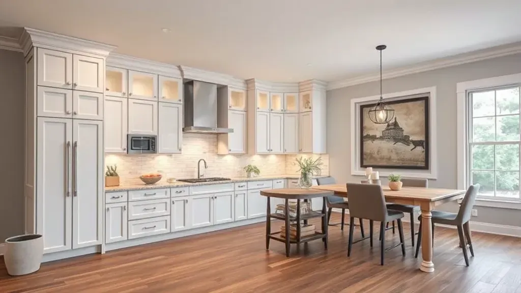 Remodeling in College Park, MD showcasing modern kitchen and living space design.
