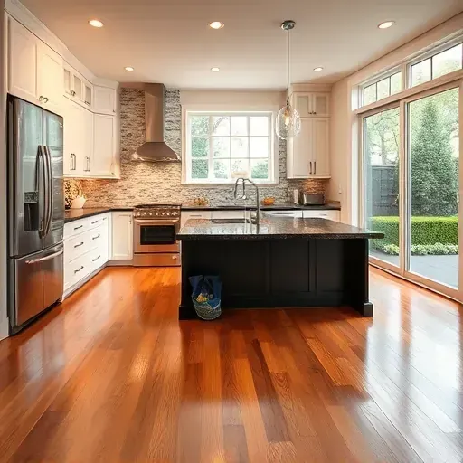 Elegant kitchen remodel in McLean VA with stainless steel appliances, dark stone island, and custom white cabinetry.