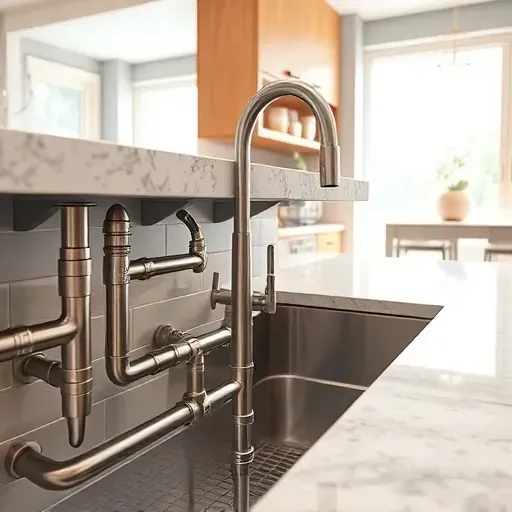 Modern Hyattsville kitchen with stainless steel plumbing under a granite countertop and bright, organized space