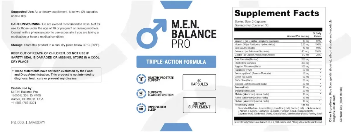 men balance pro capsules label