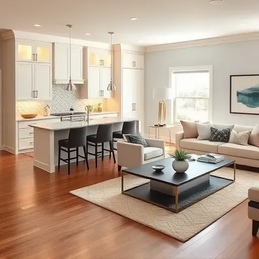 Home remodeling in Swansboro NC featuring a stylish kitchen and living area with modern decor and inviting ambiance.