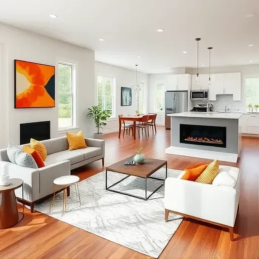 Modern living room remodel in Havelock NC with sleek furniture, natural light, and luxury finishes enhancing the space.