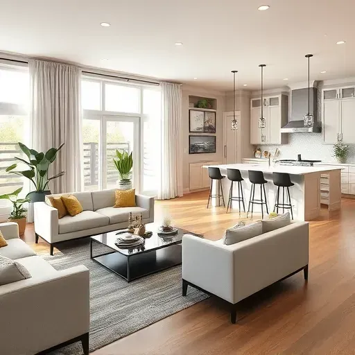 Modern home remodeling in Havelock NC featuring open-concept living and gourmet kitchen with elegant design.