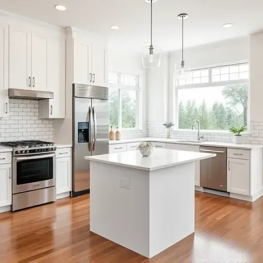 Renovated Jacksonville kitchen featuring modern design, stainless steel appliances, quartz countertops, and natural light.