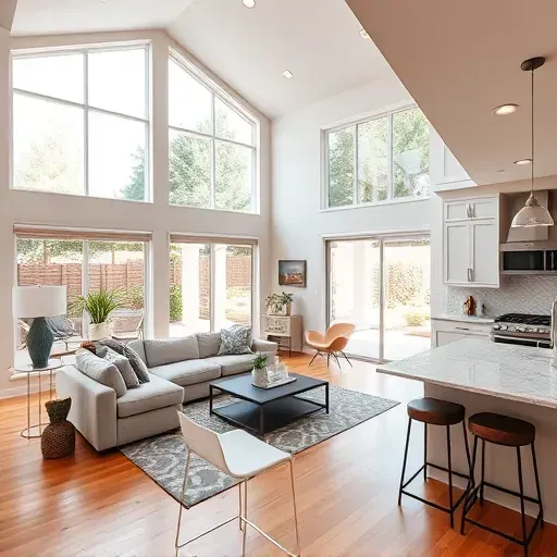 Stylish Hampstead NC home remodel with open-concept living area, modern kitchen, and landscaped outdoor views.