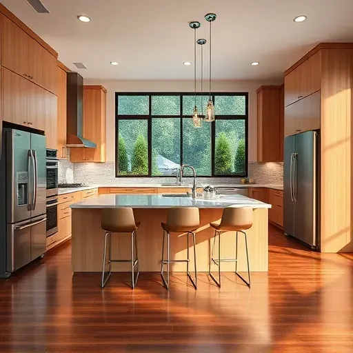 Newly remodeled kitchen in Jacksonville NC featuring modern cabinetry, stainless steel appliances, and natural light.