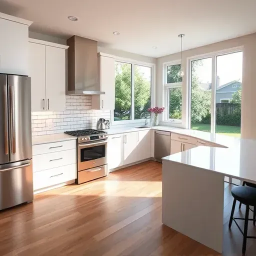 Recently remodeled kitchen in Jacksonville NC featuring quartz countertops, modern cabinetry, and stainless steel appliances.