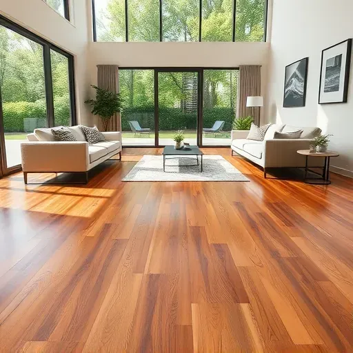 Freshly installed polished hardwood flooring in a modern Jacksonville living room with natural light and elegant decor