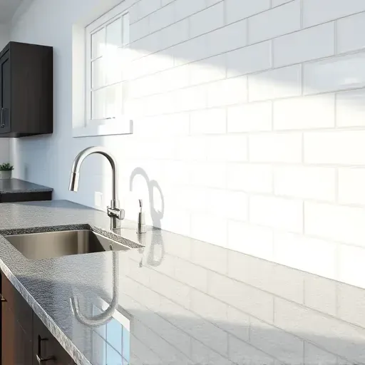 Beautiful white subway tile backsplash with glossy finish in a modern Jacksonville kitchen highlighting craftsmanship